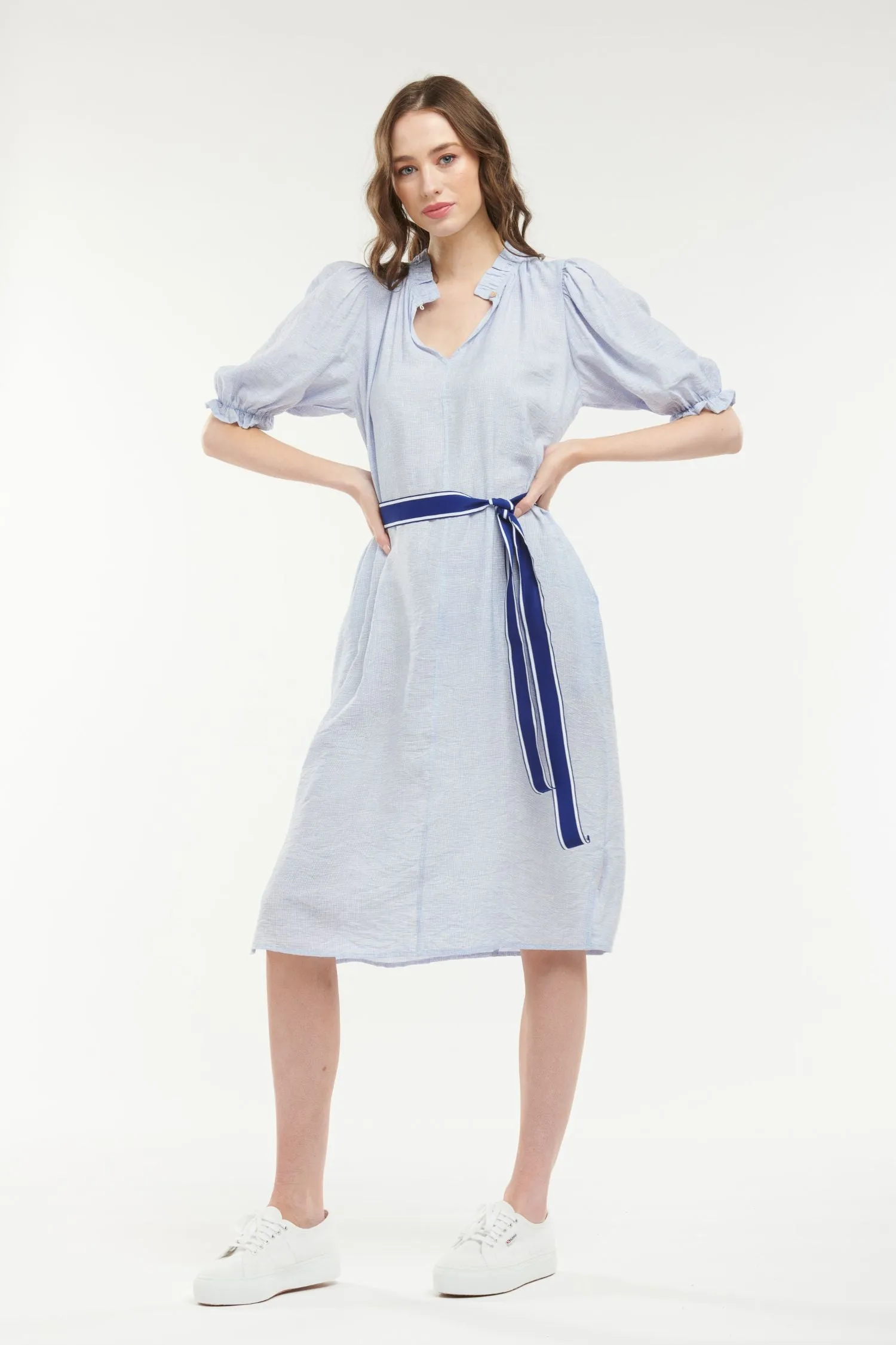 365 DAYS Mini Check Lily Dress - Sky Blue