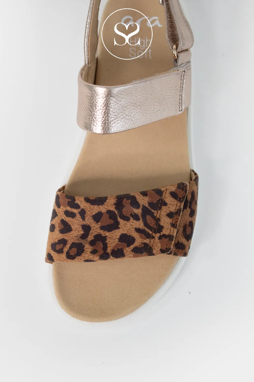 ARA 12-21401 LEOPARD/CREAM WEDGE SANDALS