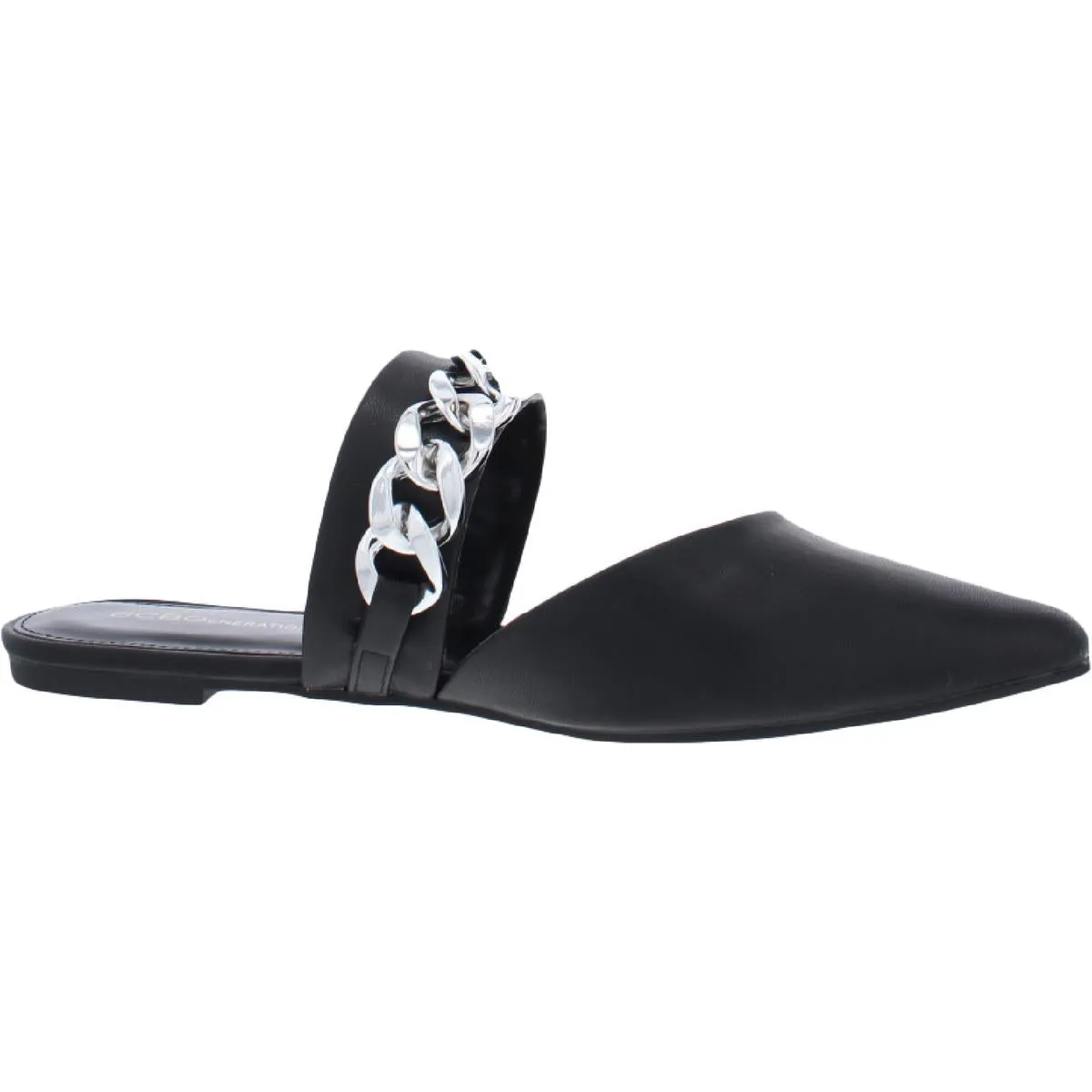 BCBGeneration Ester Women's Faux Leather Chain Trim Banded Slide Mules