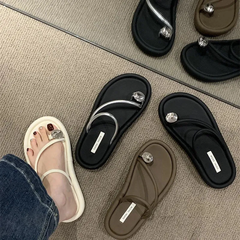 binfenxie  - 2024 Summer Clip Toe Women Slippers Fashion Elegant Soft Sole Slides Shoes Ladies Casual Beach Vacation Flats Sandalias