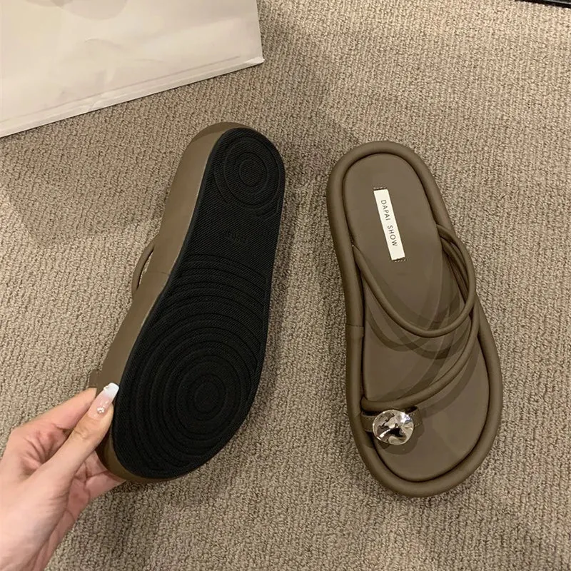 binfenxie  - 2024 Summer Clip Toe Women Slippers Fashion Elegant Soft Sole Slides Shoes Ladies Casual Beach Vacation Flats Sandalias