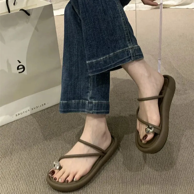binfenxie  - 2024 Summer Clip Toe Women Slippers Fashion Elegant Soft Sole Slides Shoes Ladies Casual Beach Vacation Flats Sandalias