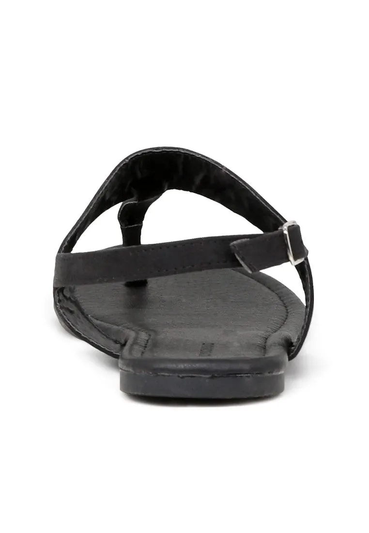 Black Printed Flat Sandals