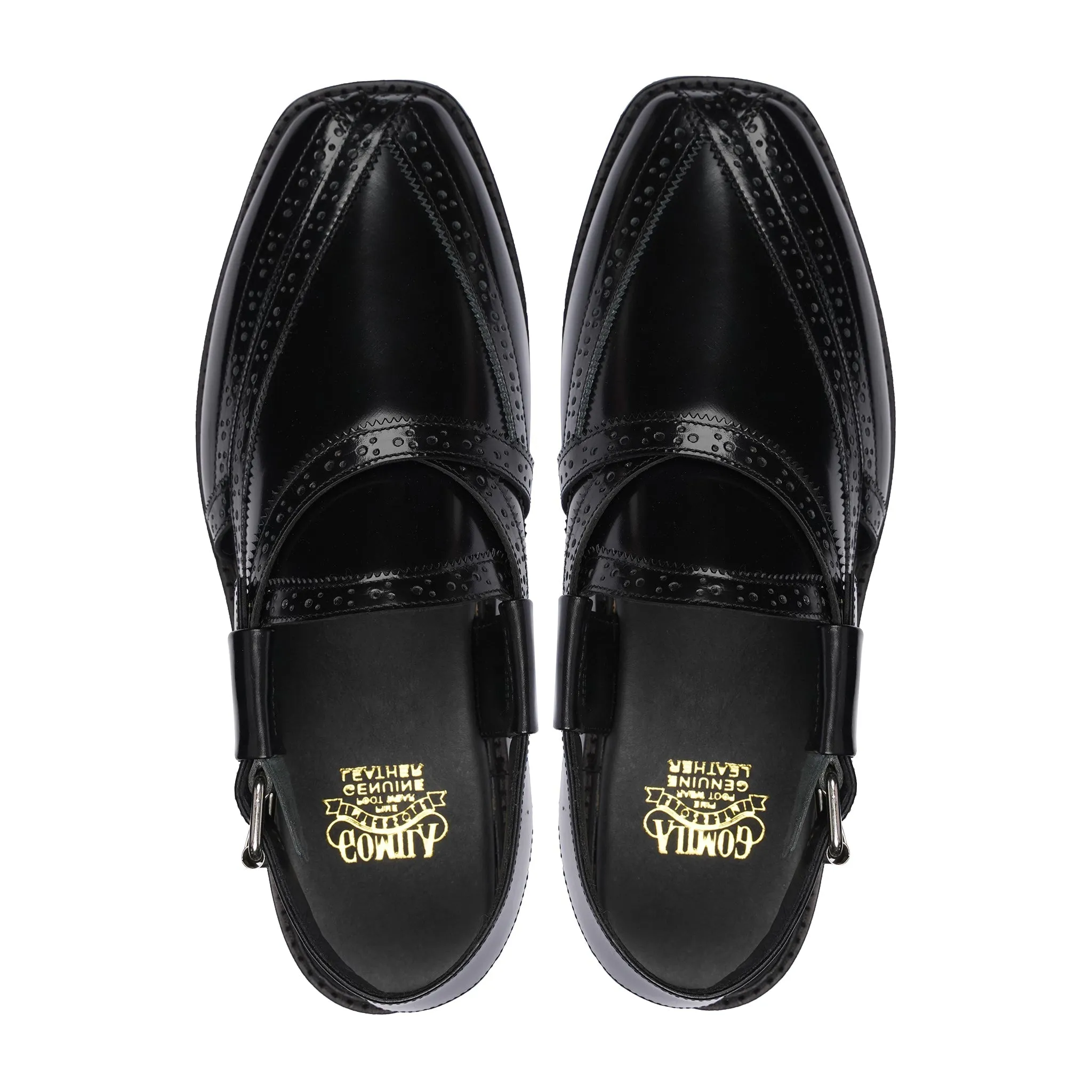 Brooklyn - Men's Black Box Leather High Shine Sandal