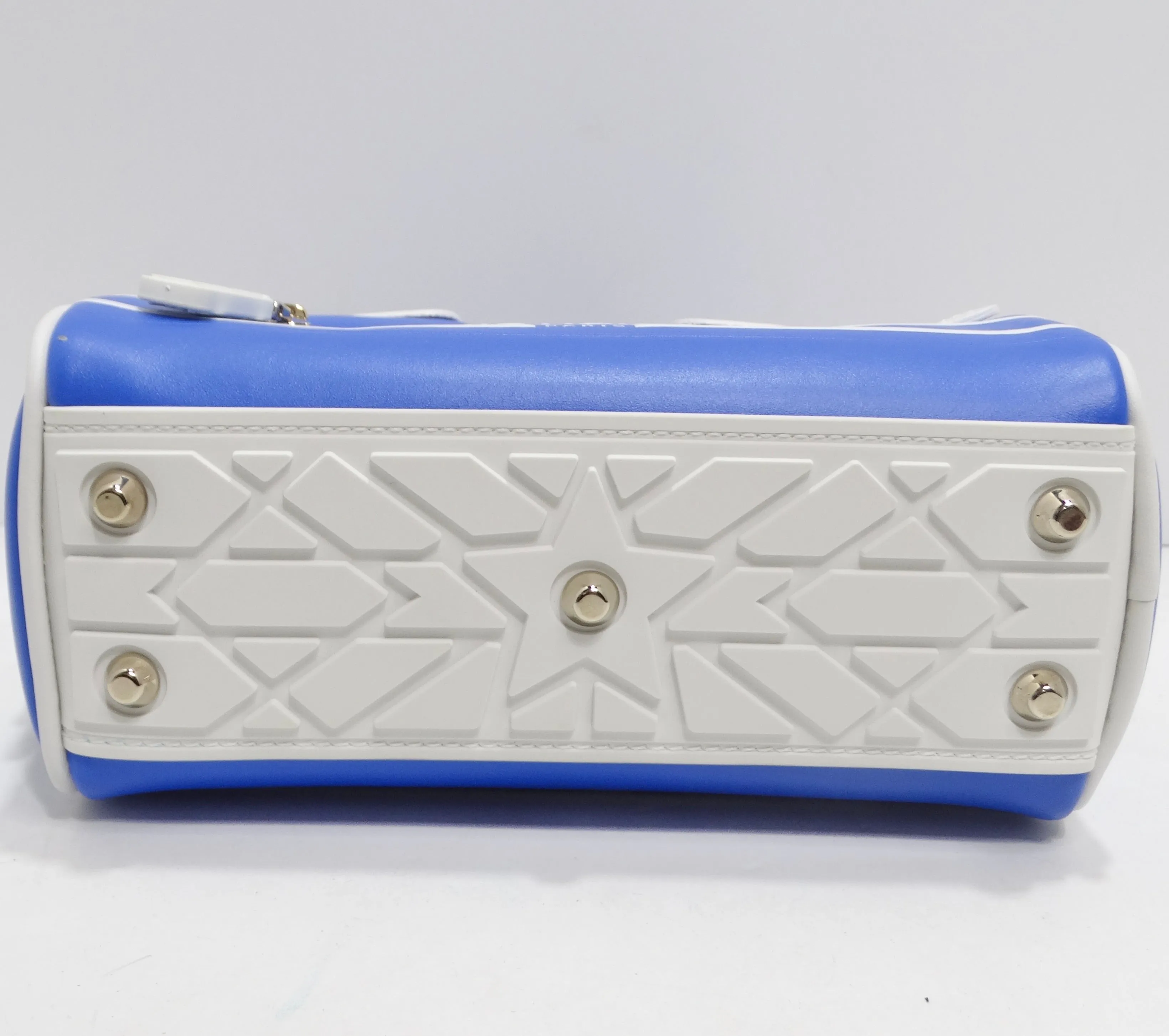 Christian Dior Micro Vibe Zip Bowling Bag Blue Leather