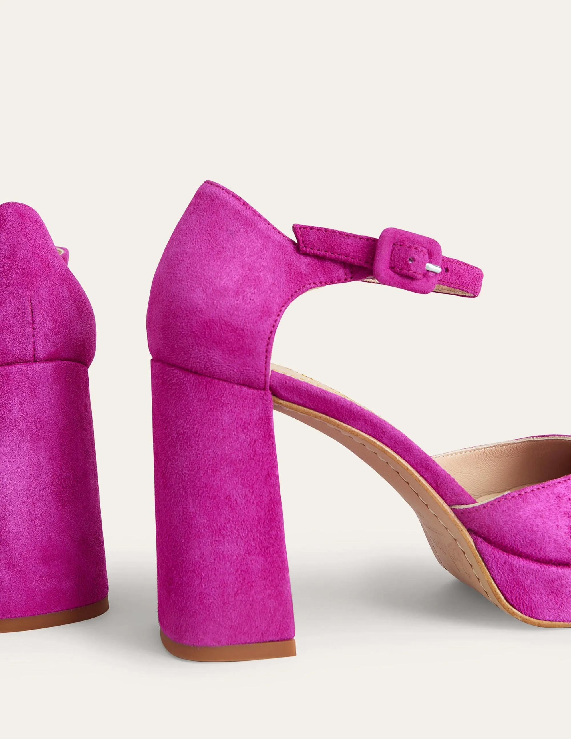 Closed-Toe Heeled Platforms-Deep Rose Violet Suede