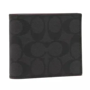 Coach Compact ID Wallet in Signature Crossgrain Leather Black
