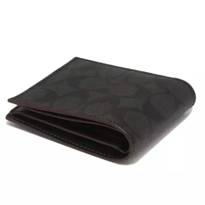 Coach Compact ID Wallet in Signature Crossgrain Leather Black