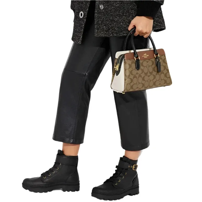 Coach Mini Darcie Carryall Bag In Colorblock Signature Canvas Khaki/Multi