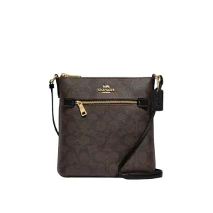 Coach Mini Rowan File Bag In Signature Canvas Brown/Black