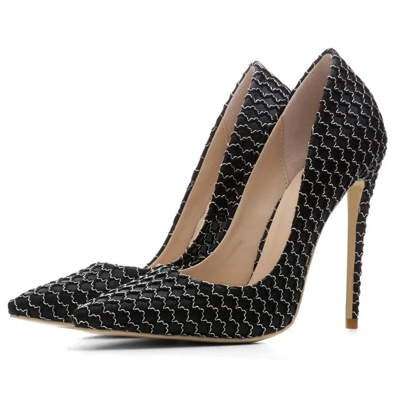 Daily Fabric Plaid Pointed Toe Stiletto Heel Pumps