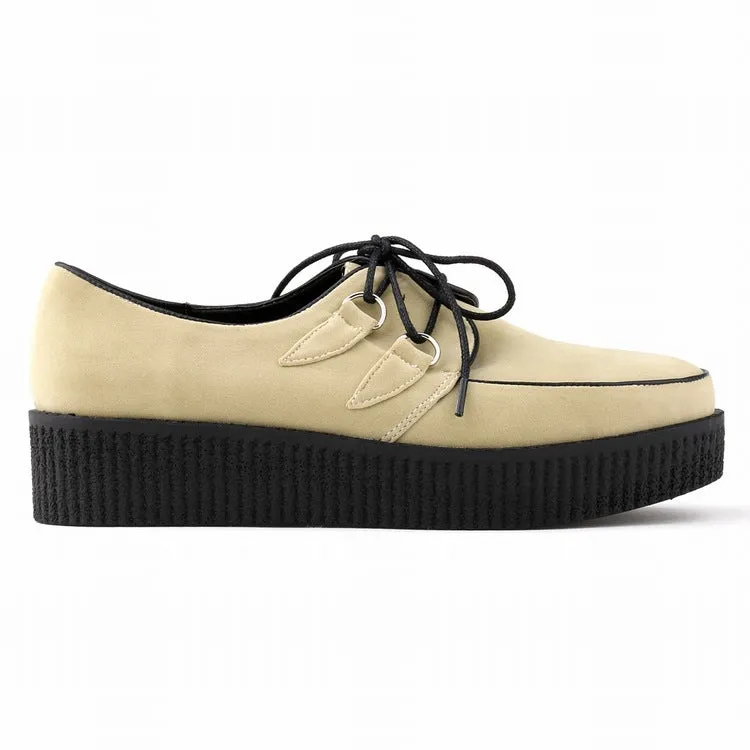Fashion Solid Color High Platform Lace Up Flats Shoes