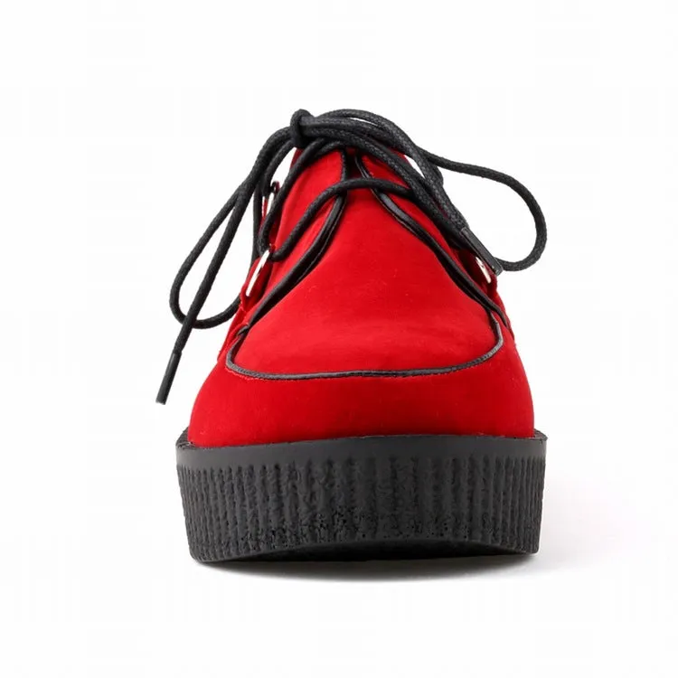 Fashion Solid Color High Platform Lace Up Flats Shoes