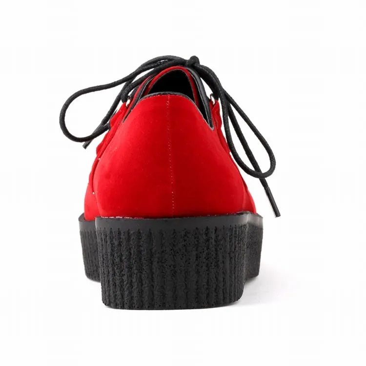 Fashion Solid Color High Platform Lace Up Flats Shoes