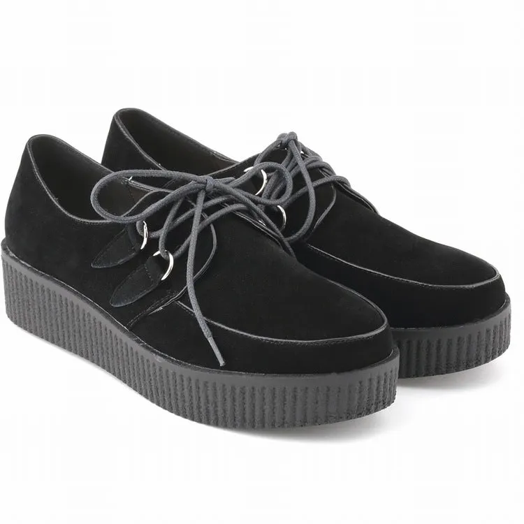 Fashion Solid Color High Platform Lace Up Flats Shoes