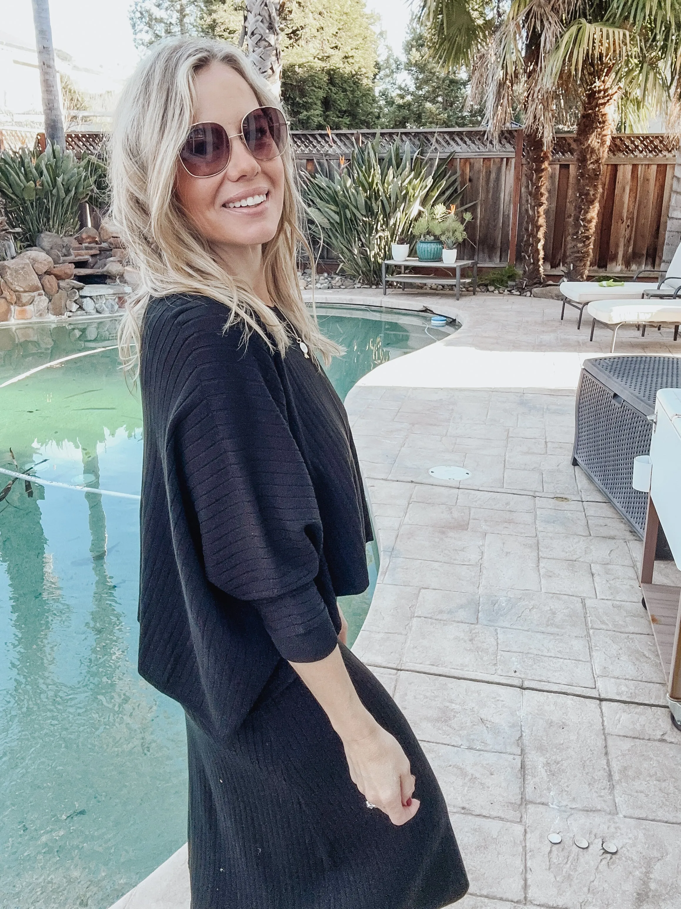 FINAL SALE Versatile Ribbed Knit Top and Dress Set  - Black