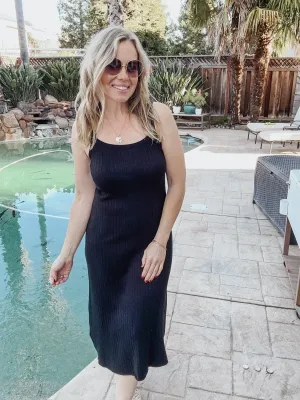 FINAL SALE Versatile Ribbed Knit Top and Dress Set  - Black