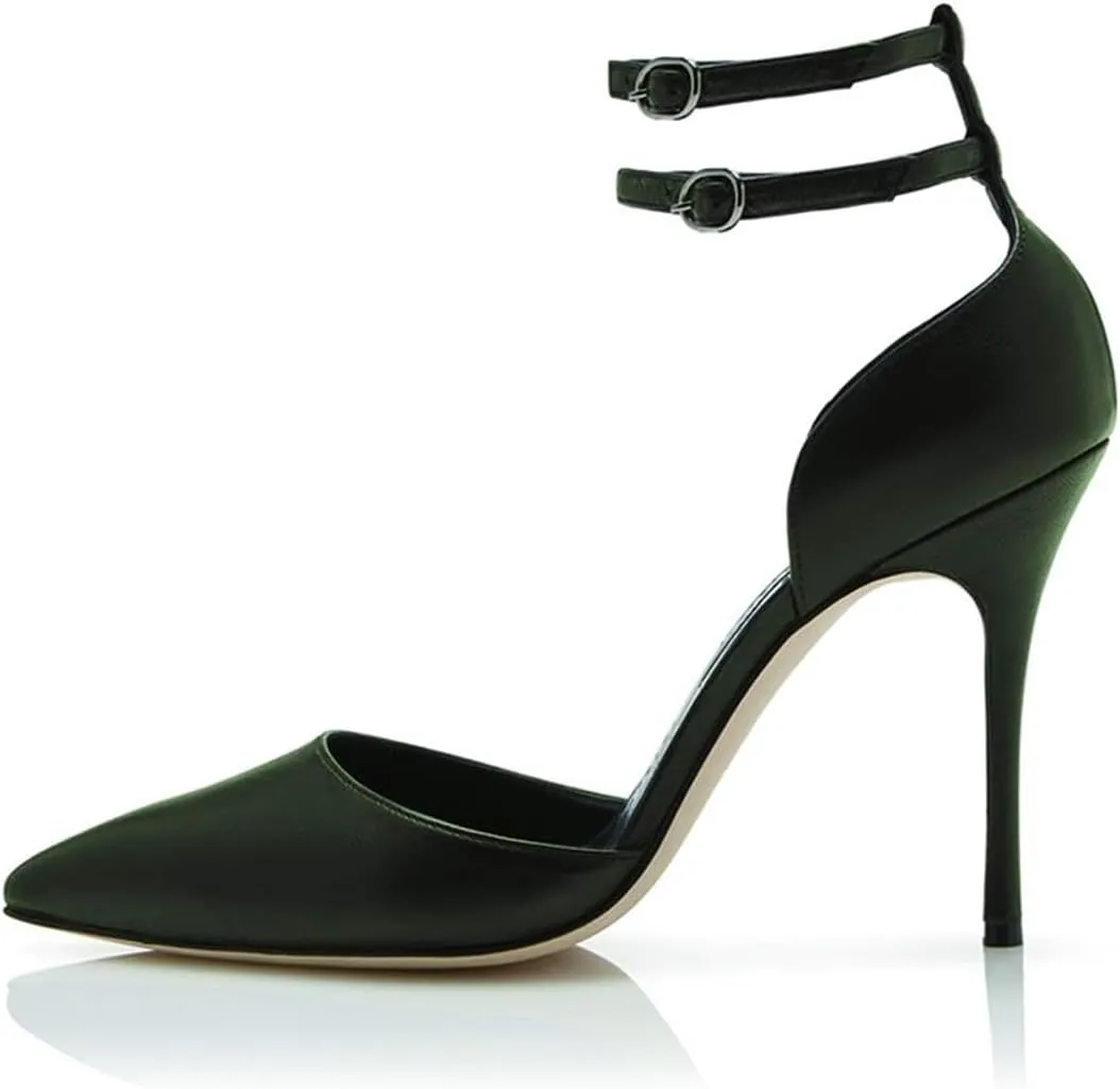 FOWT Women Pointed Toe Double Ankle Strap Pumps Stiletto High Heel D'orsays Elegant Party Evening Prom Shoes Size 4-16 US