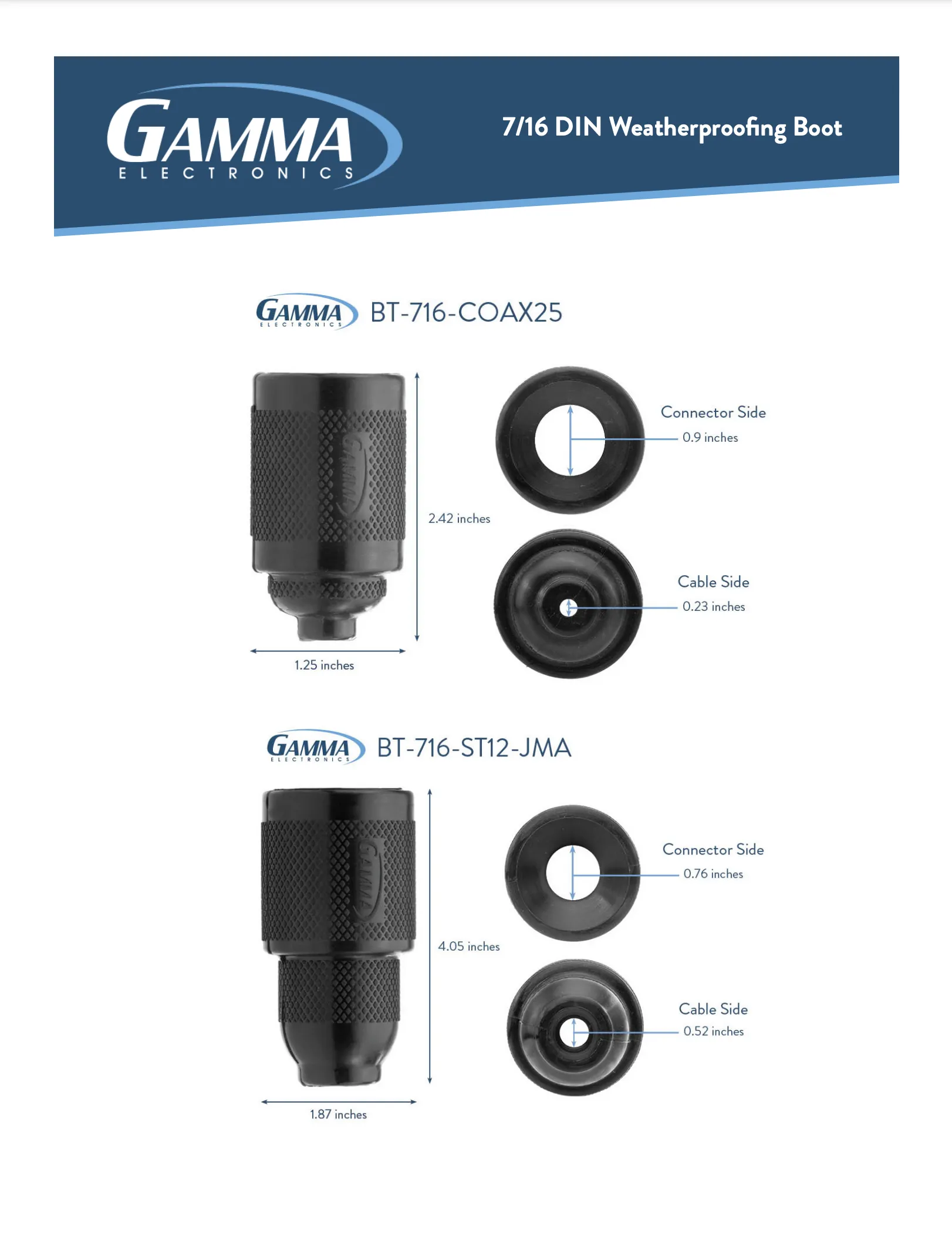 Gamma 7/16 DIN RF Weatherproof Boots