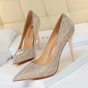Glitter Point Toe Stiletto Pumps