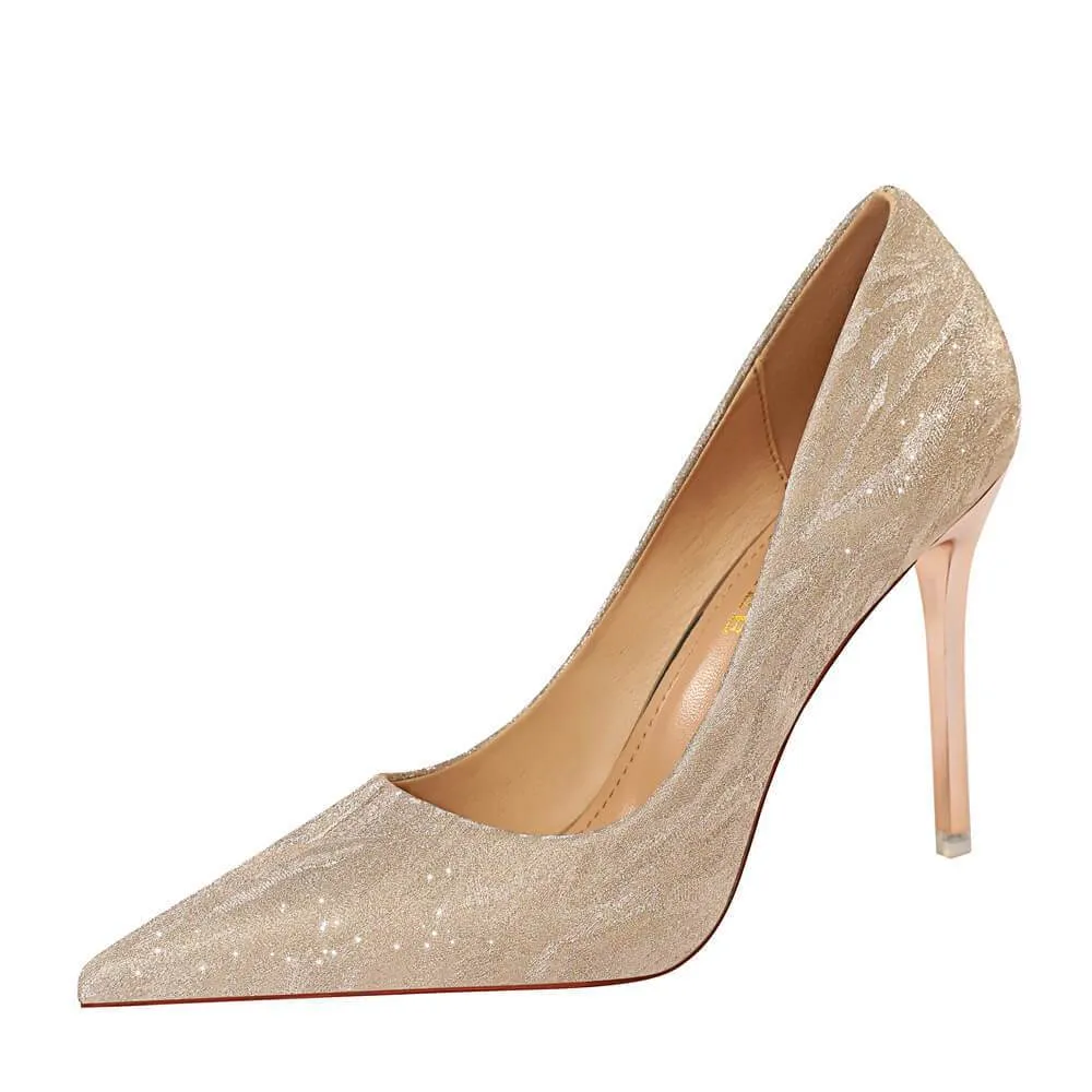 Glitter Point Toe Stiletto Pumps