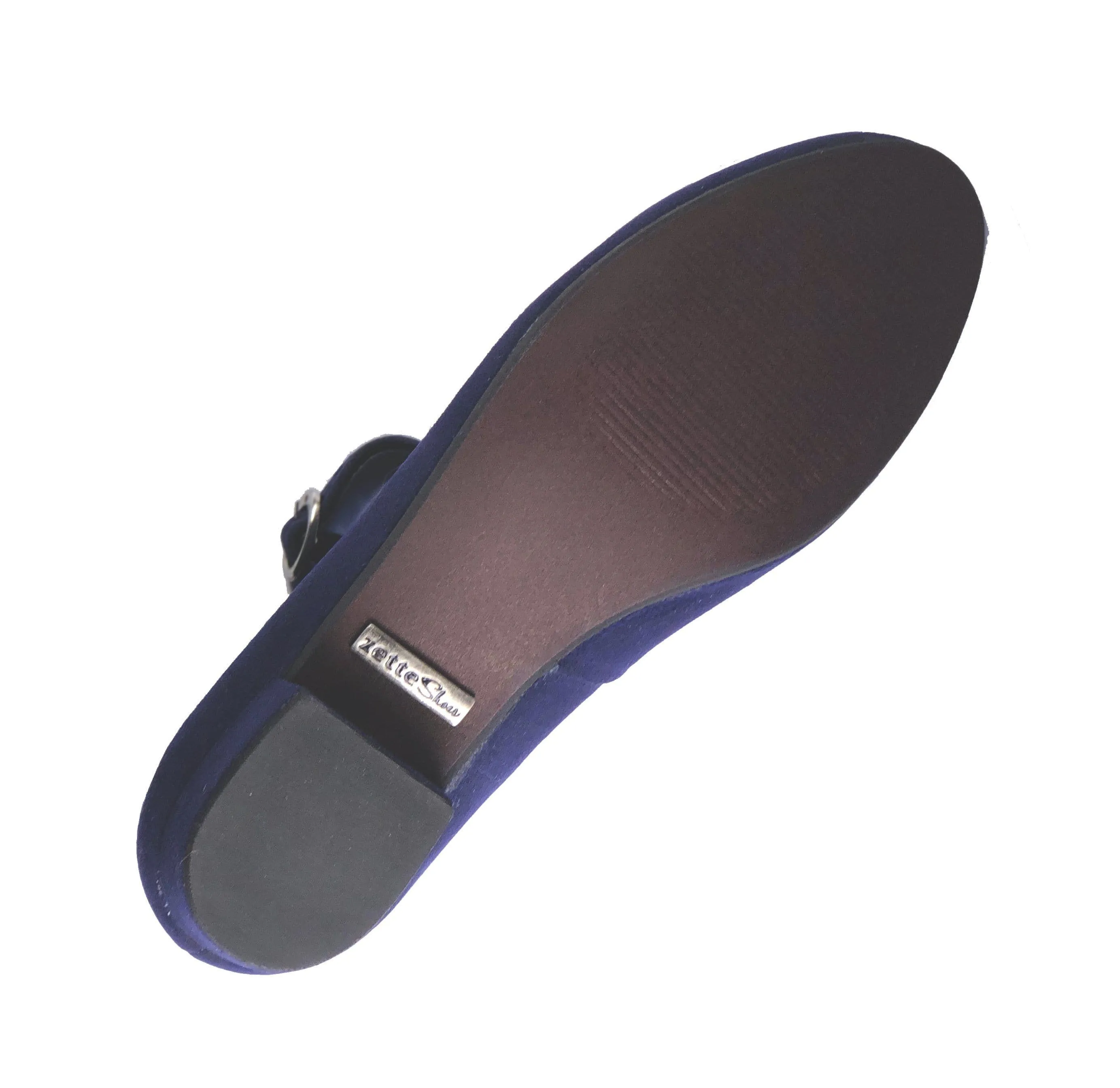 'Gracie' Mary-Jane Vegan Low-Heels by Zette Shoes - Navy Suede