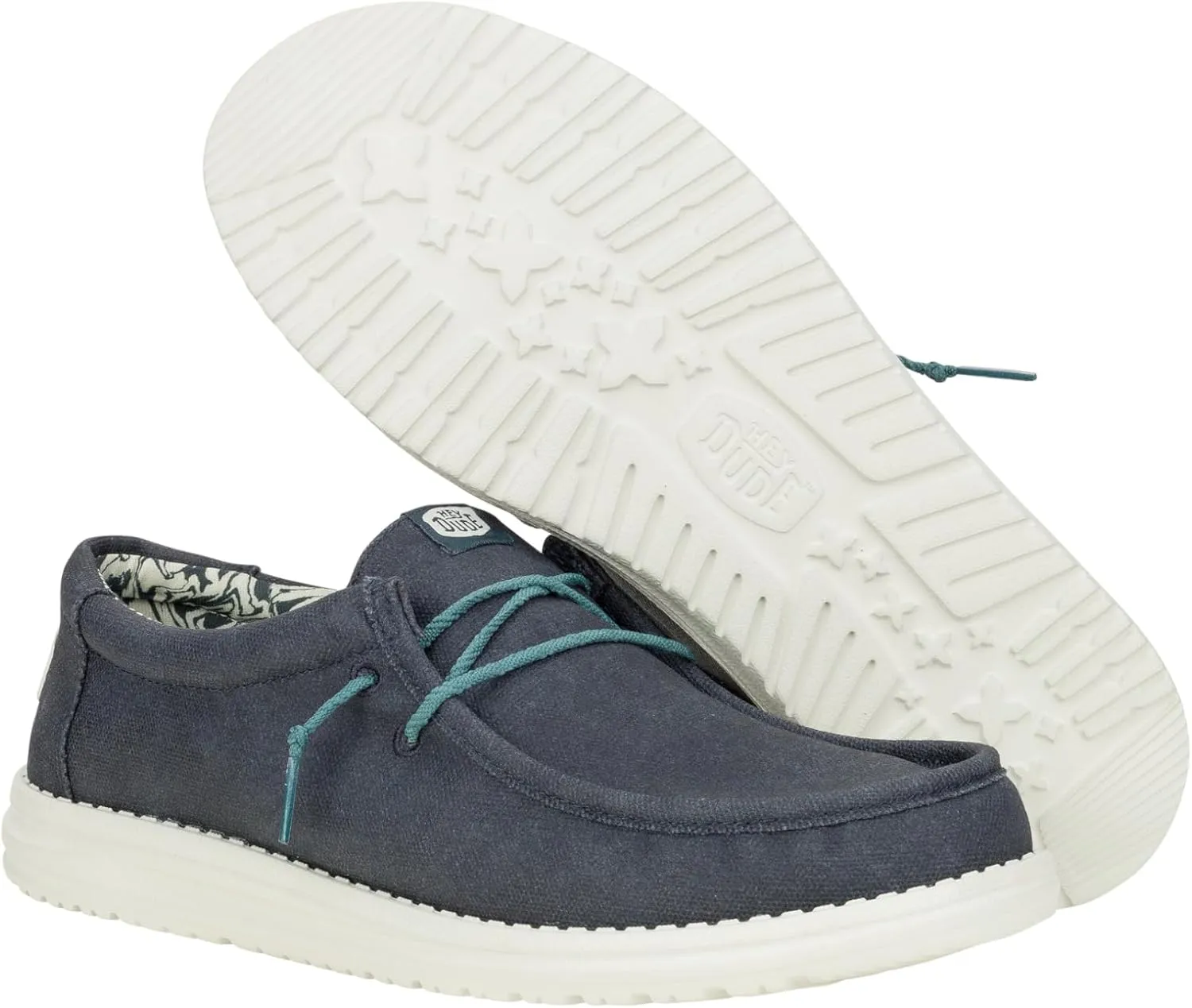 HEYDUDE Men's Wally Washed Canvas, Mens Shoes, Slip-on Loafers, Comfortable & Light-Weight