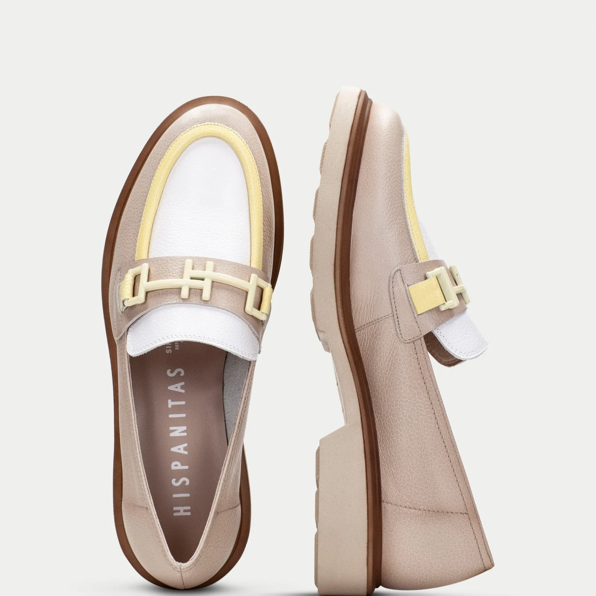 Hispanitas Taupe and White Sporty Loafer|CHV254066T