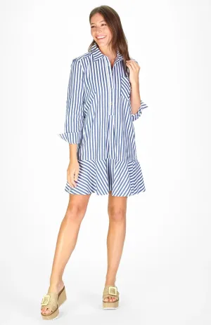 Iris Dress Navy and White Classic Stripe