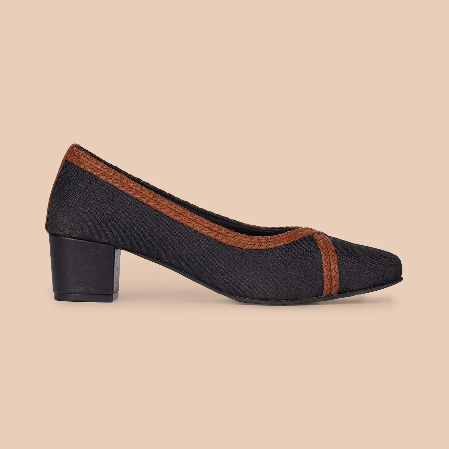 Jet Black Braided Pumps