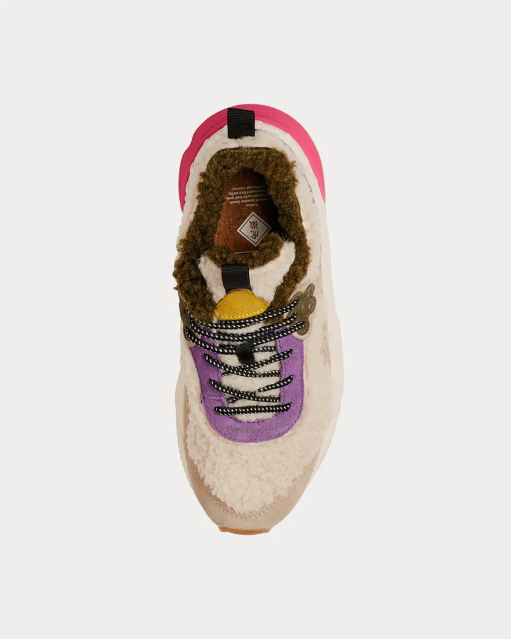 Kotetsu Faux Shearling Beige / Purple Low Top Sneakers