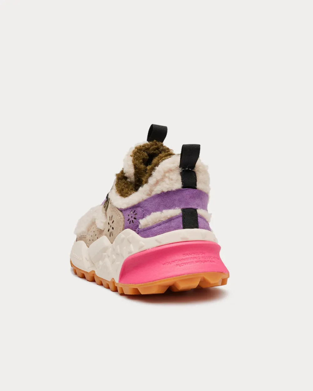 Kotetsu Faux Shearling Beige / Purple Low Top Sneakers