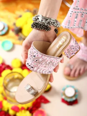 Liba Pink Kolhapuri Chappal with Heels
