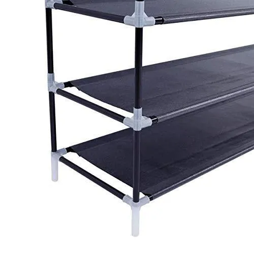 meevrie 10 Tiers Shoe Racks Space Saving Non-Woven Fabric Shoe Storage Organizer Cabinet Tower for Bedroom, Entryway, Hallway, and Closet Black