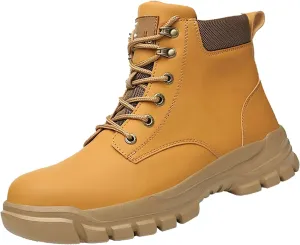 Mens Work Boots Slip On Hiking Sneakers Fur Lined Ankle Boot Women Safety Toe Shoes Slip Resistant Composite Safety Toe Waterproof Industrial Casual Hike Grounded Footwear