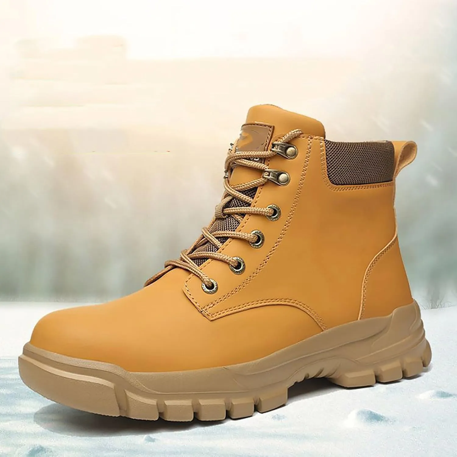 Mens Work Boots Slip On Hiking Sneakers Fur Lined Ankle Boot Women Safety Toe Shoes Slip Resistant Composite Safety Toe Waterproof Industrial Casual Hike Grounded Footwear