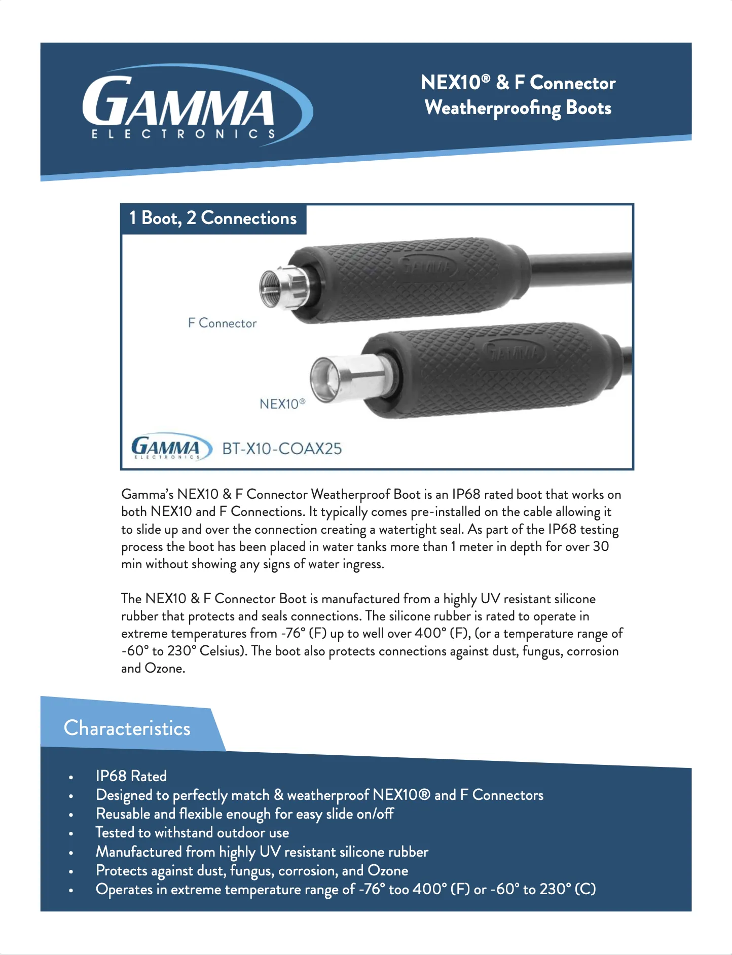 NEX10® & F Connector RF Weatherproof Boot