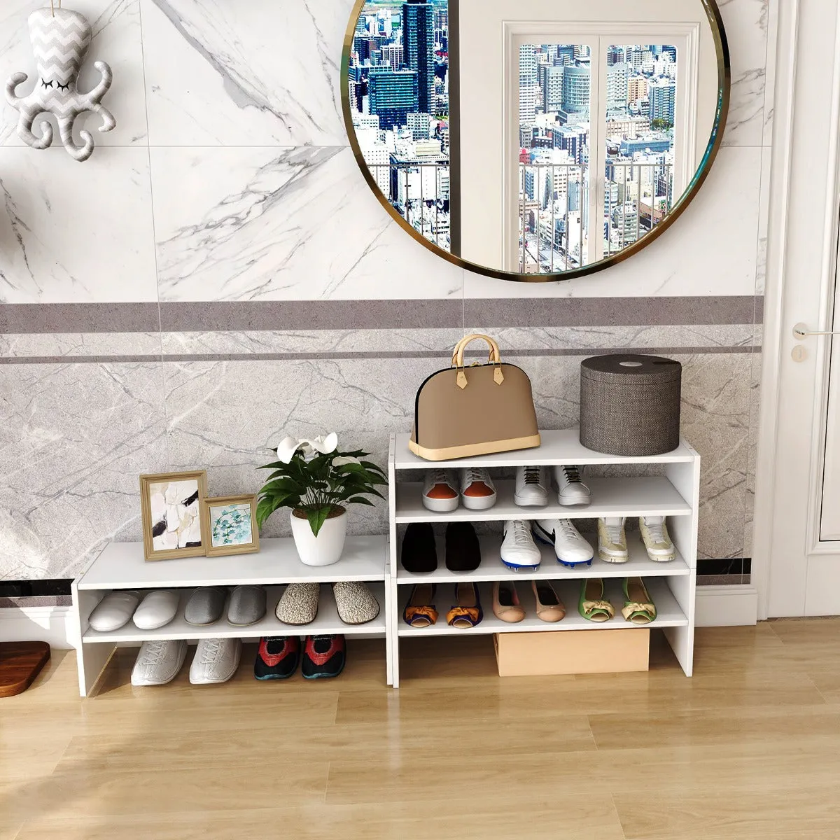 NNECW 6-Tier Home Storage Shelf for Shoes with Anti-toppling Device for Entryway