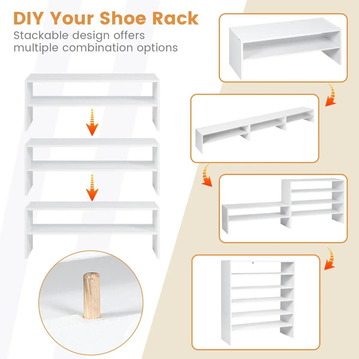 NNECW 6-Tier Home Storage Shelf for Shoes with Anti-toppling Device for Entryway