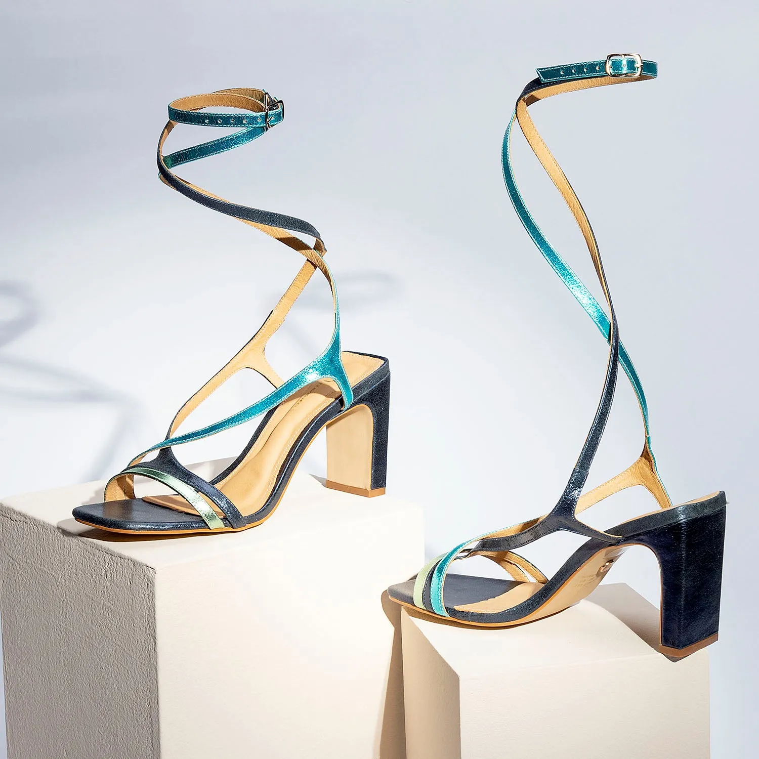 Nyx - Blue Metallic Holiday Sandals