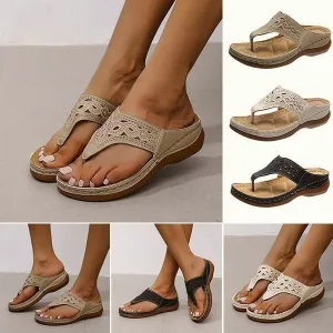 Orthopaedic flip flops for women Boho flat low wedge sandals