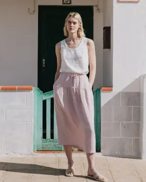 R: RYE two-tier linen skirt (Size: XS; Color: Dusty Rose)