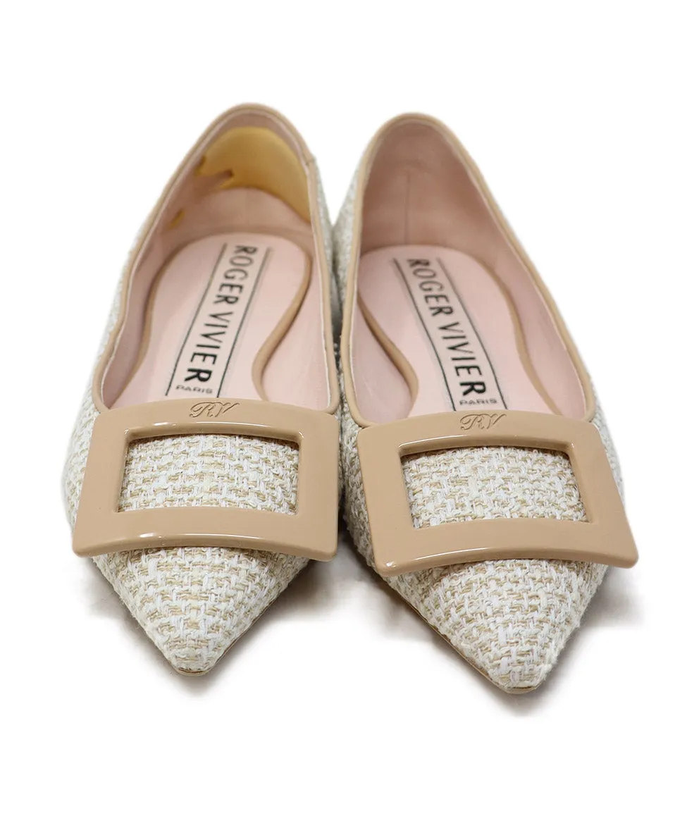 Roger Vivier Neutral Tweed Flats sz 5