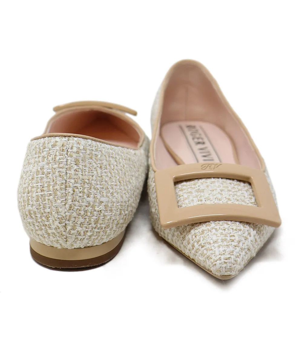Roger Vivier Neutral Tweed Flats sz 5