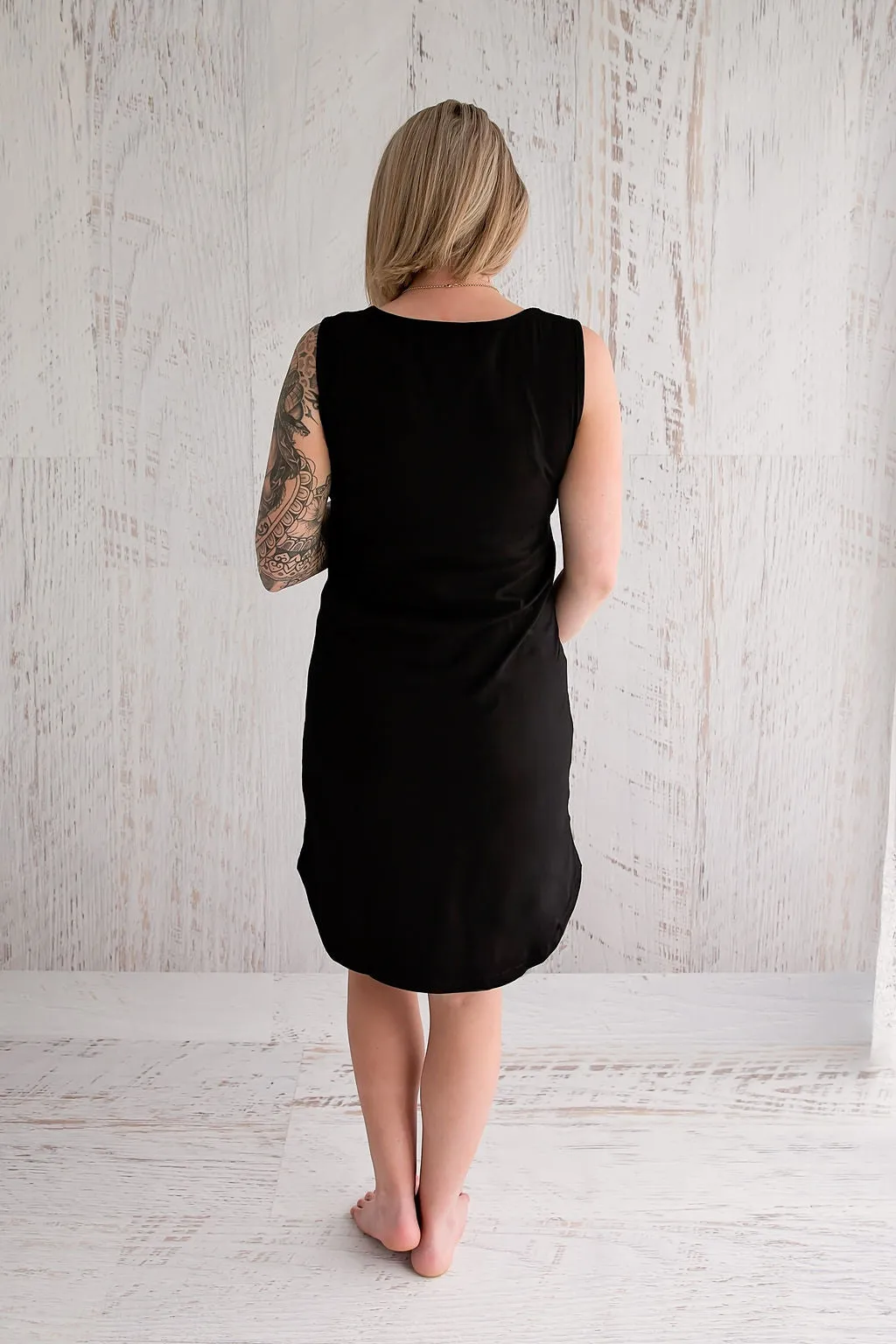 Rose Gold Zipper Dress - Black