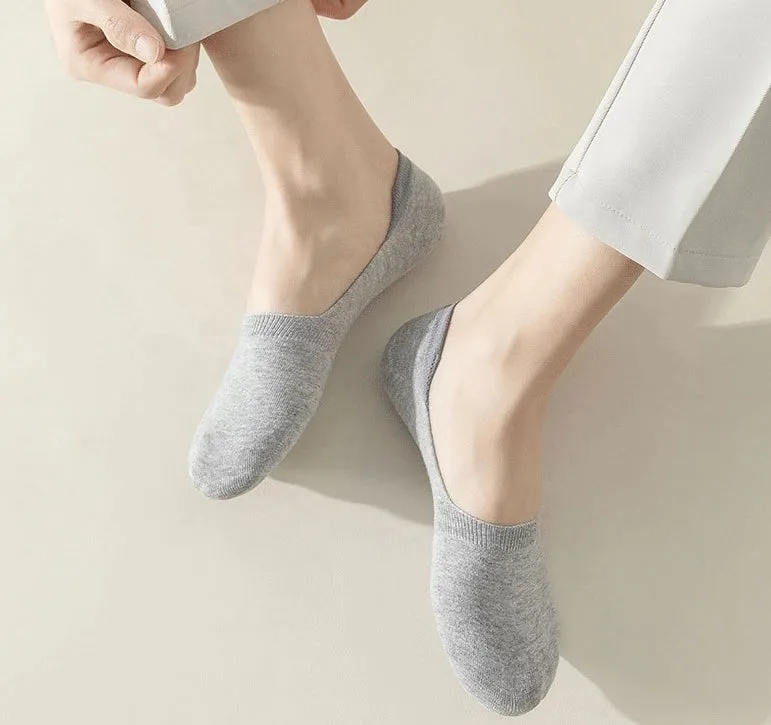 ROYALUCK 4 Pair Men's Cotton Silicone Non-Slip No Show Dress Socks
