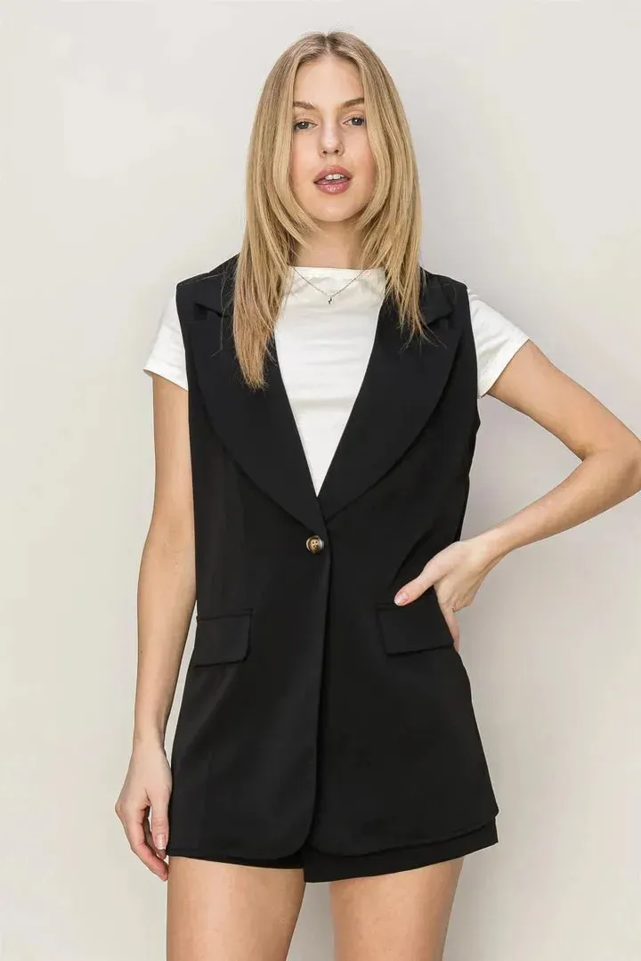 Sleeveless Blazer and Shorts Set