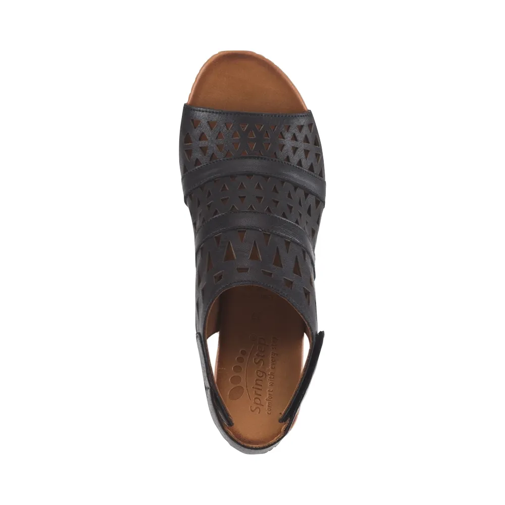 Spring Step Women's Dorotha Heeled Sandal in Black