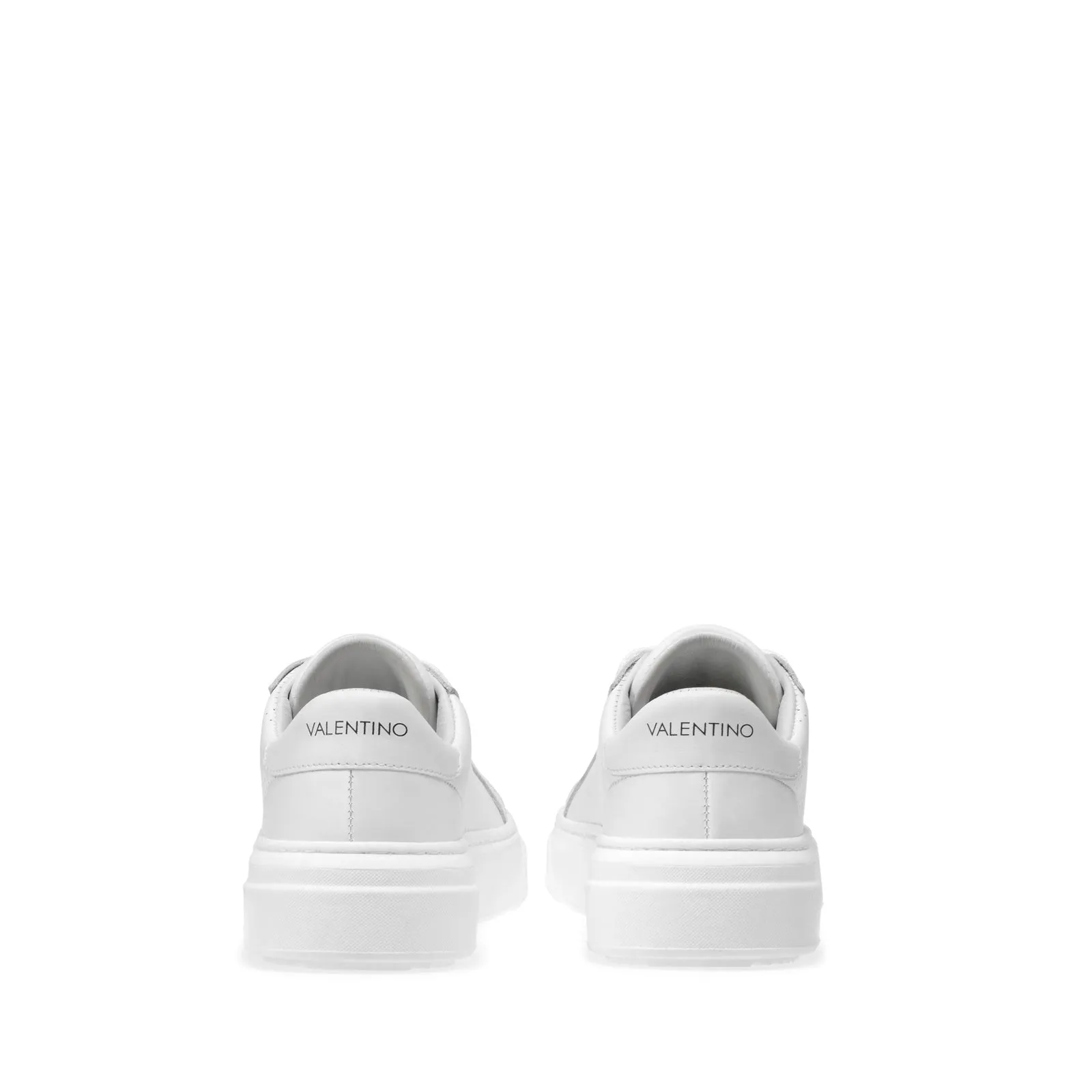 VALENTINO Sneaker Lace Up in white hide and laser logo detail