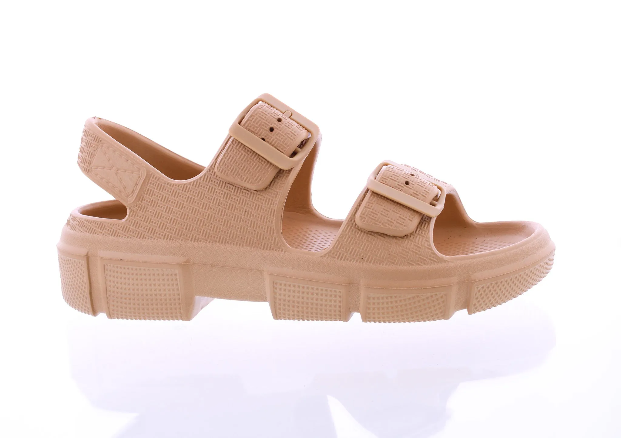Women Embossed Double Buckle Sandal